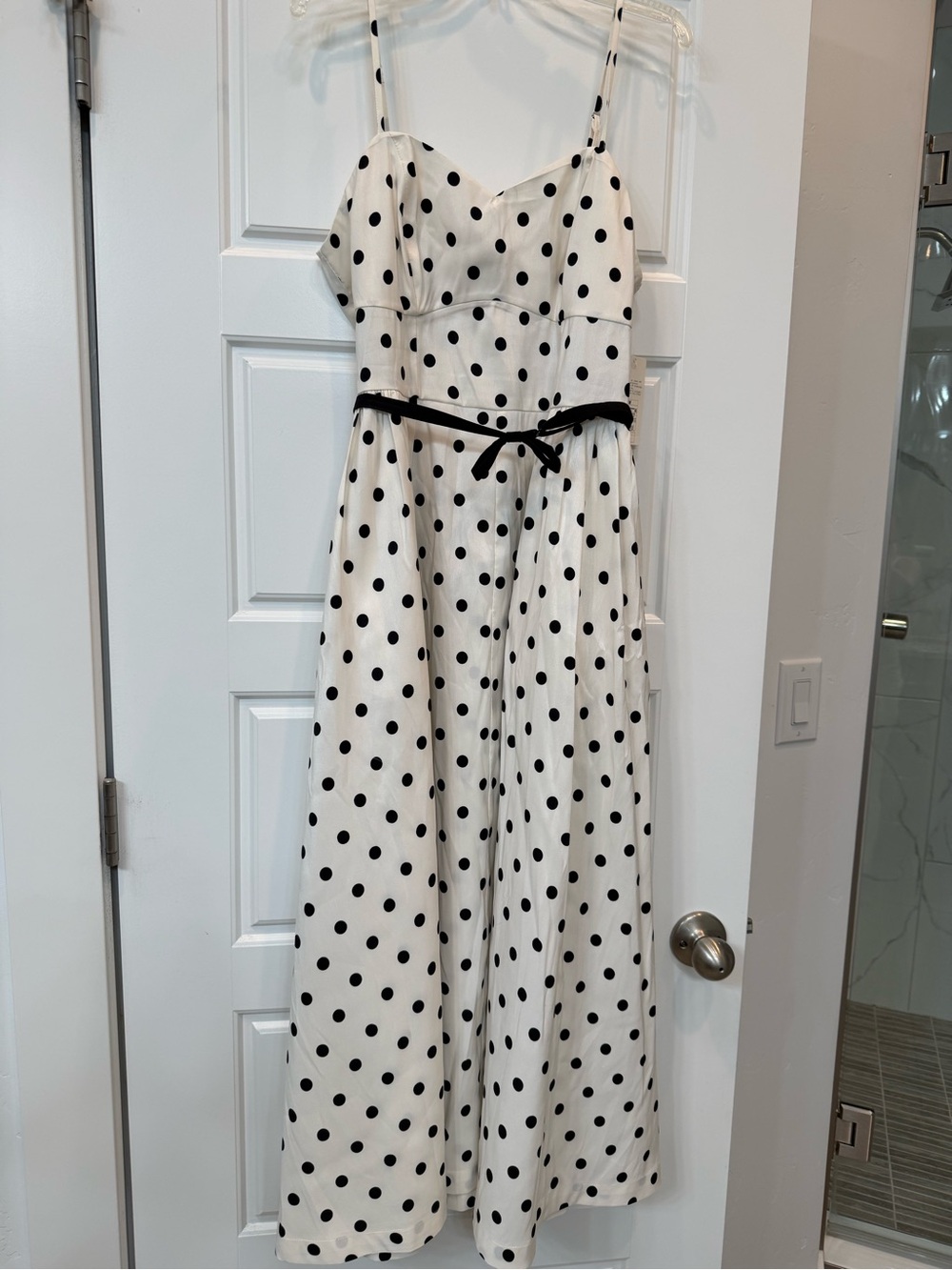 a new day White and Black Polka Dot Spaghetti Strap Maxi Dress